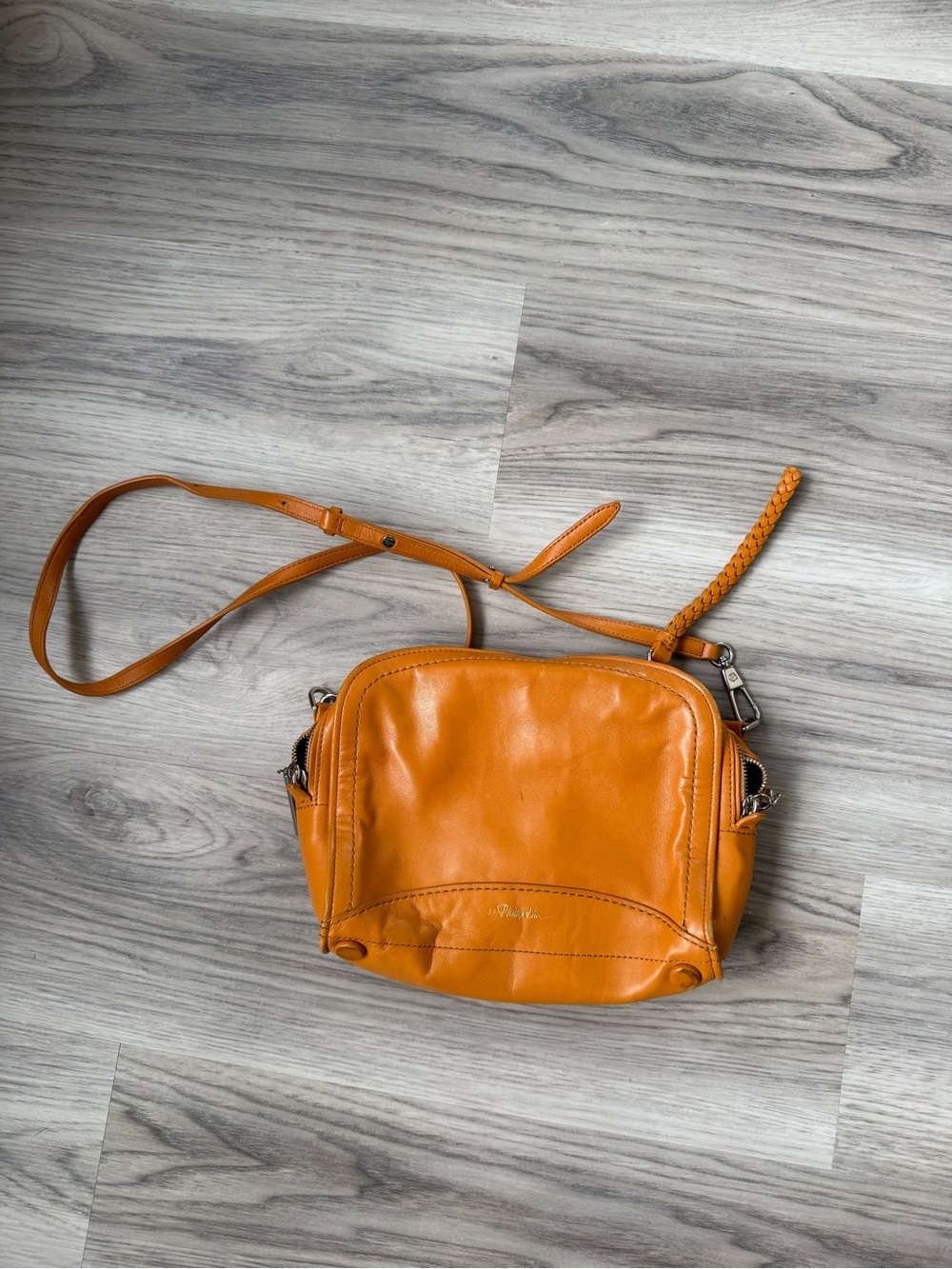 3.1 Phillip Lim Orange Leather Braided-Accent Crossbody